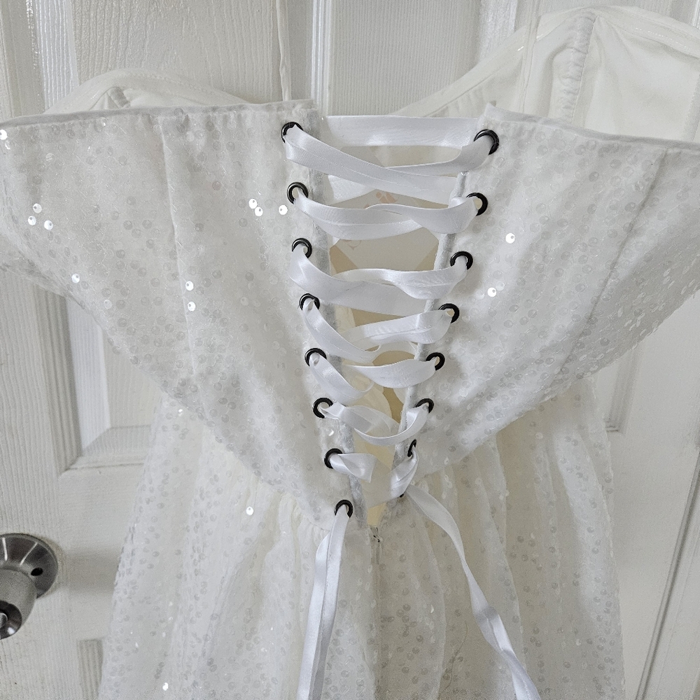 NWT Selkie Strapless White Sequin Dress (Frosted Degas Dress) - Picture 6 of 13